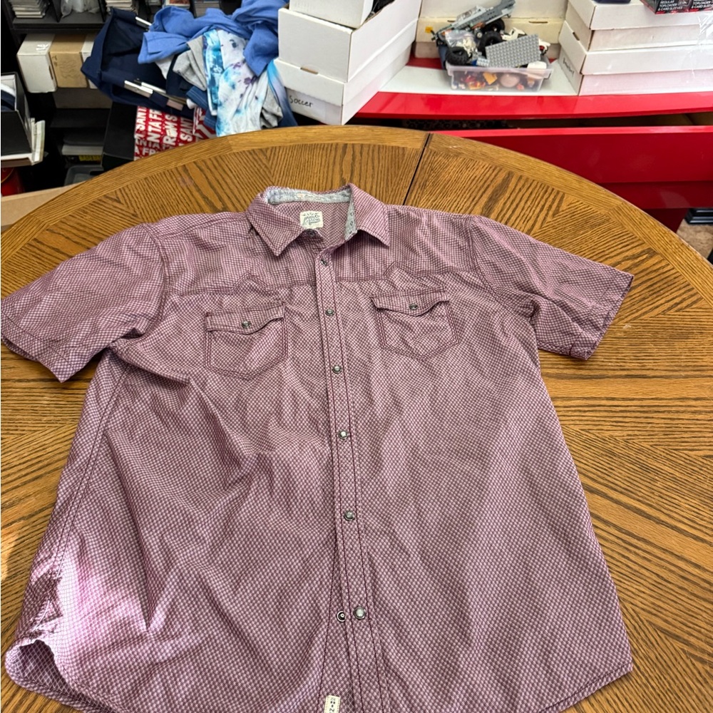 Moon Shine Spirit Casual Burgundy Checkered Button-Down Shirt